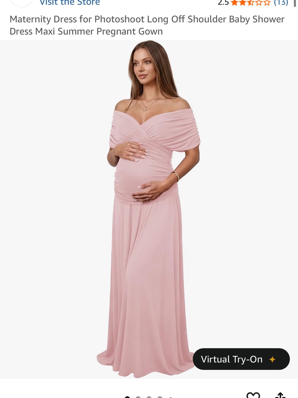 Off-Shoulder Maternity Maxi Dress - Blush Pink